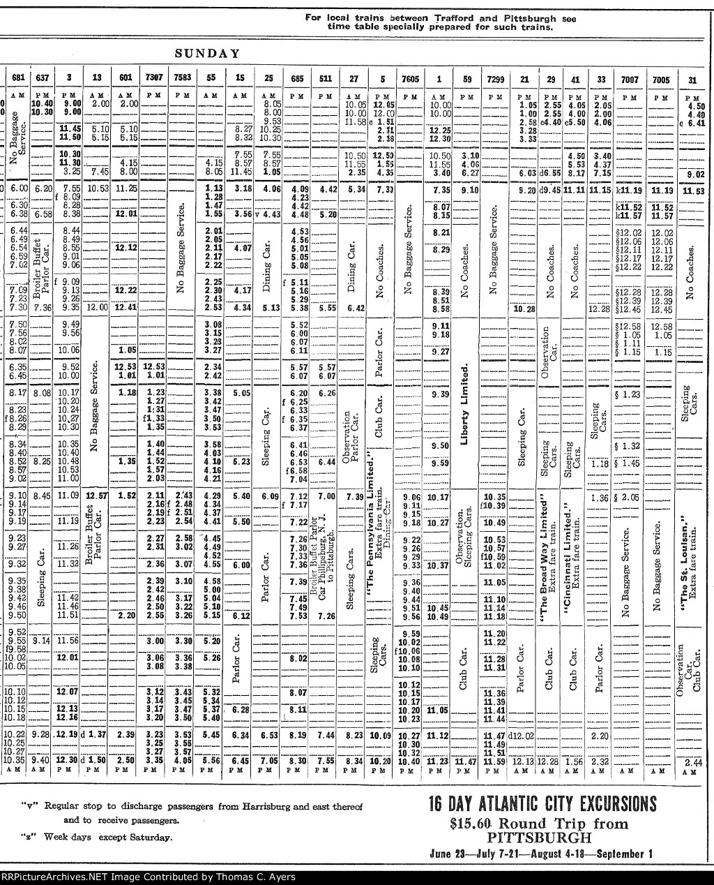 PRR Time Table: Pittsburgh Division, Side B, Frame #4 of 6, 1926